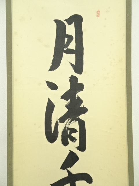 前大徳寺泰堂　月清千古秋　茶掛軸　茶道具 道具 ] - 道具 前大徳 森泰堂筆 「月清千古秋」一行書 肉筆紙本掛軸